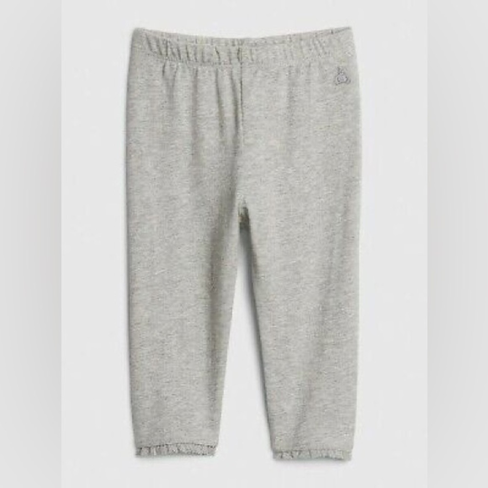 🆕🏷️ Baby Gap girls heather grey legging + lace trim (6-12 months)